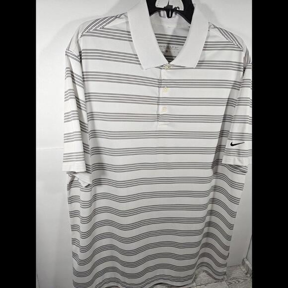 Nike Golf Performance Polo Men's Size XL White Black Stripe Embroidered Swoosh - Picture 2 of 5